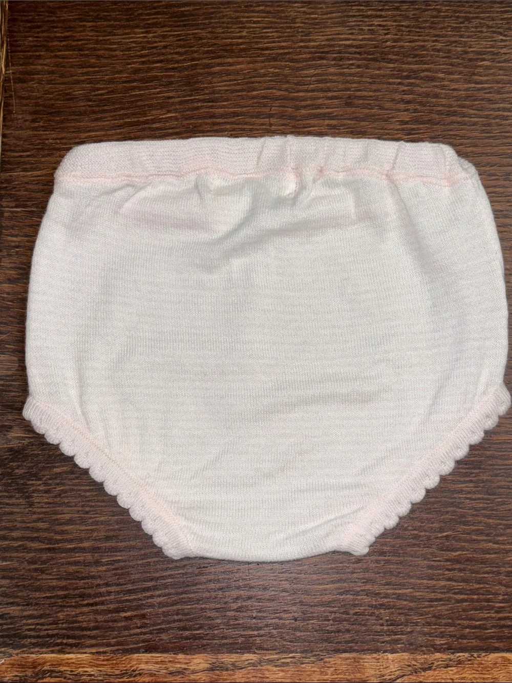 Angel Dear Pale Pink Striped Knit Diaper Cover Bloomers Scalloped Trim 0-3mo